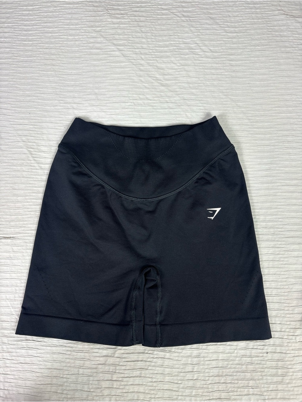 Gymshark Black High-Waist Bike Shorts with White Logo